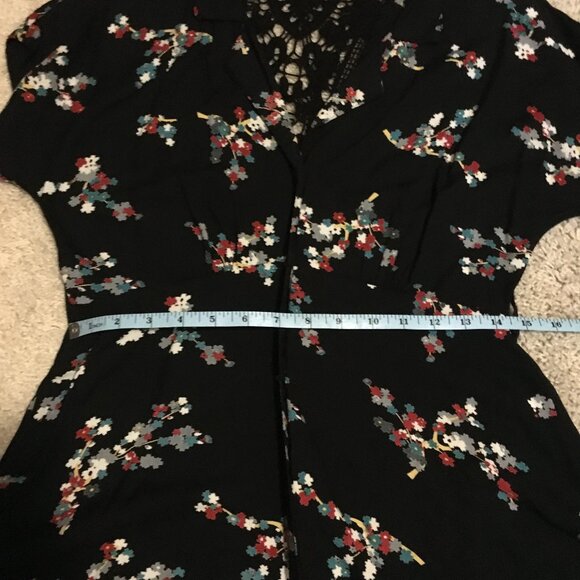 Whimsical Black Crochet Button Down Rayon A-Line Dress - Picture 13 of 16